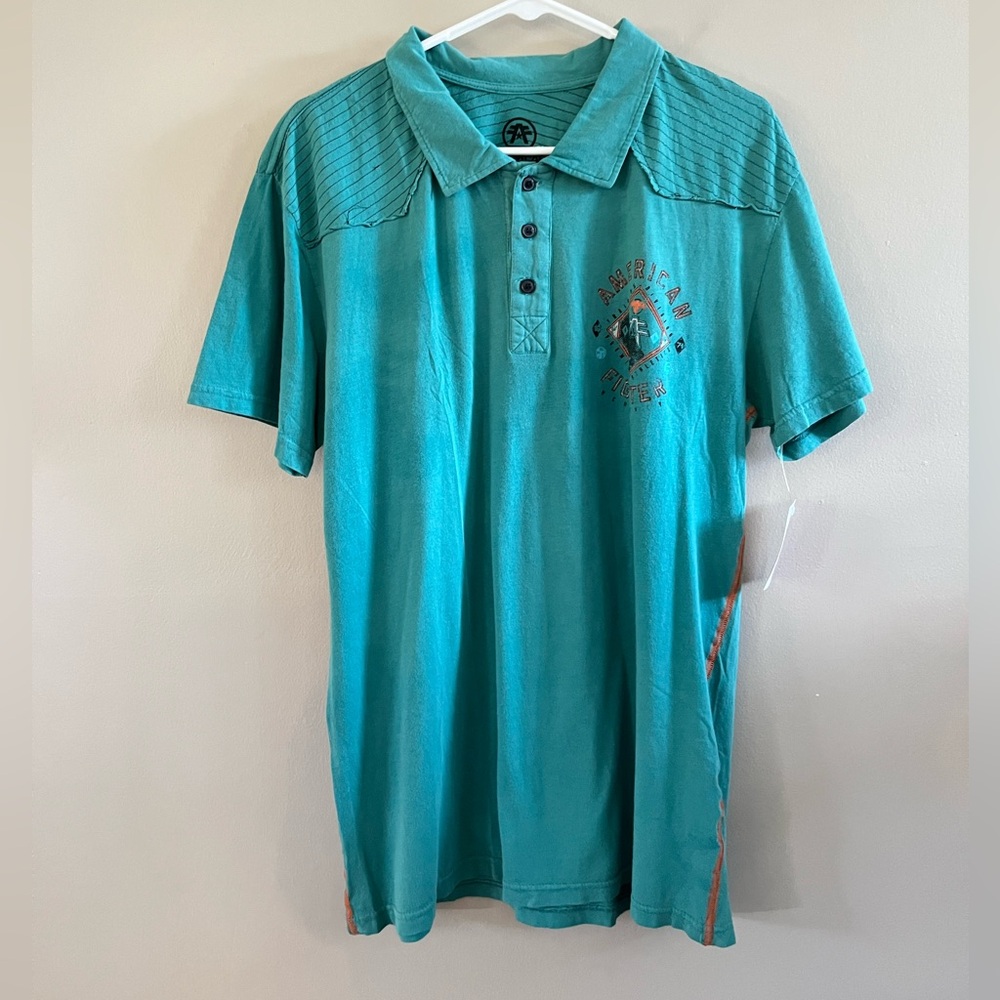 American Fighter‎ Polo Tee- Turquoise Tee Large Garder Teal